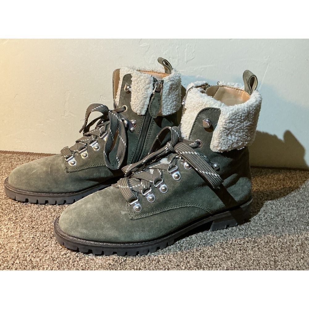 Rebecca Minkoff Jaylin Olive Green Suede Lace-Up Combat Hiking Boots Size 7.5M